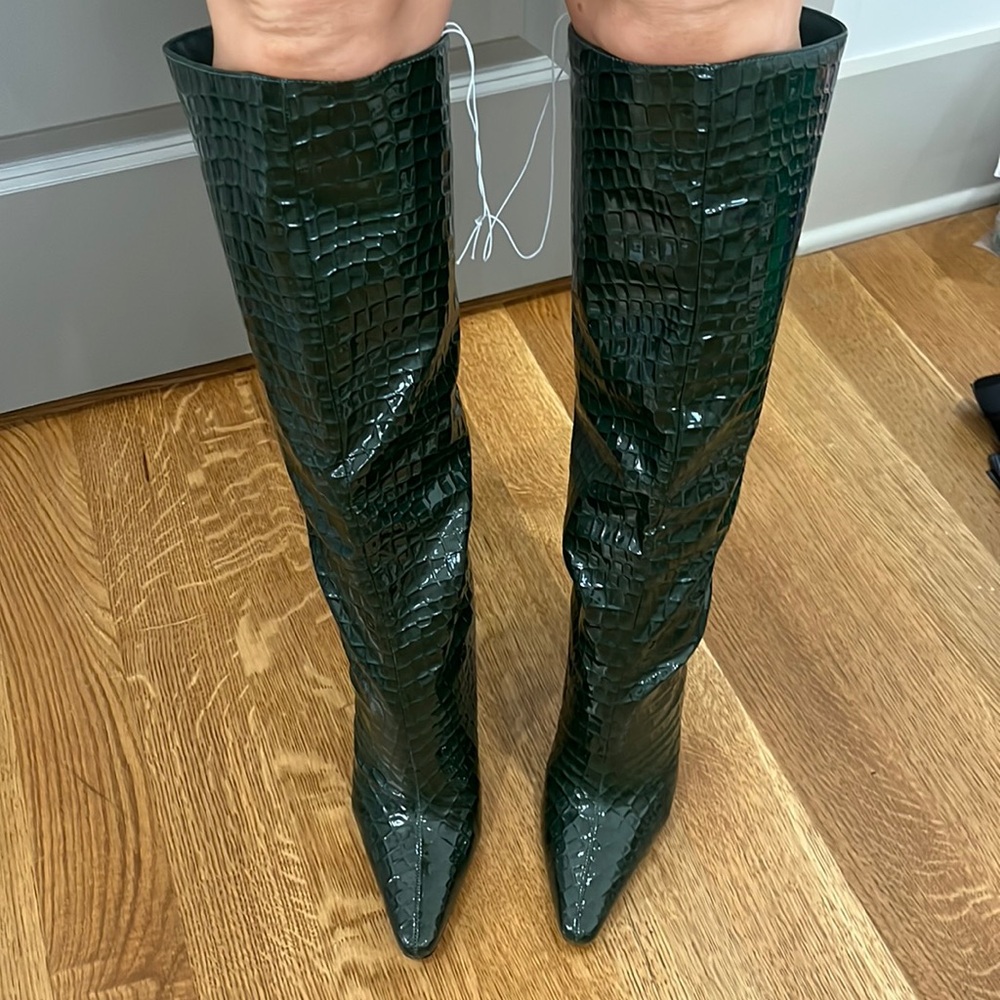 Green knee high boots